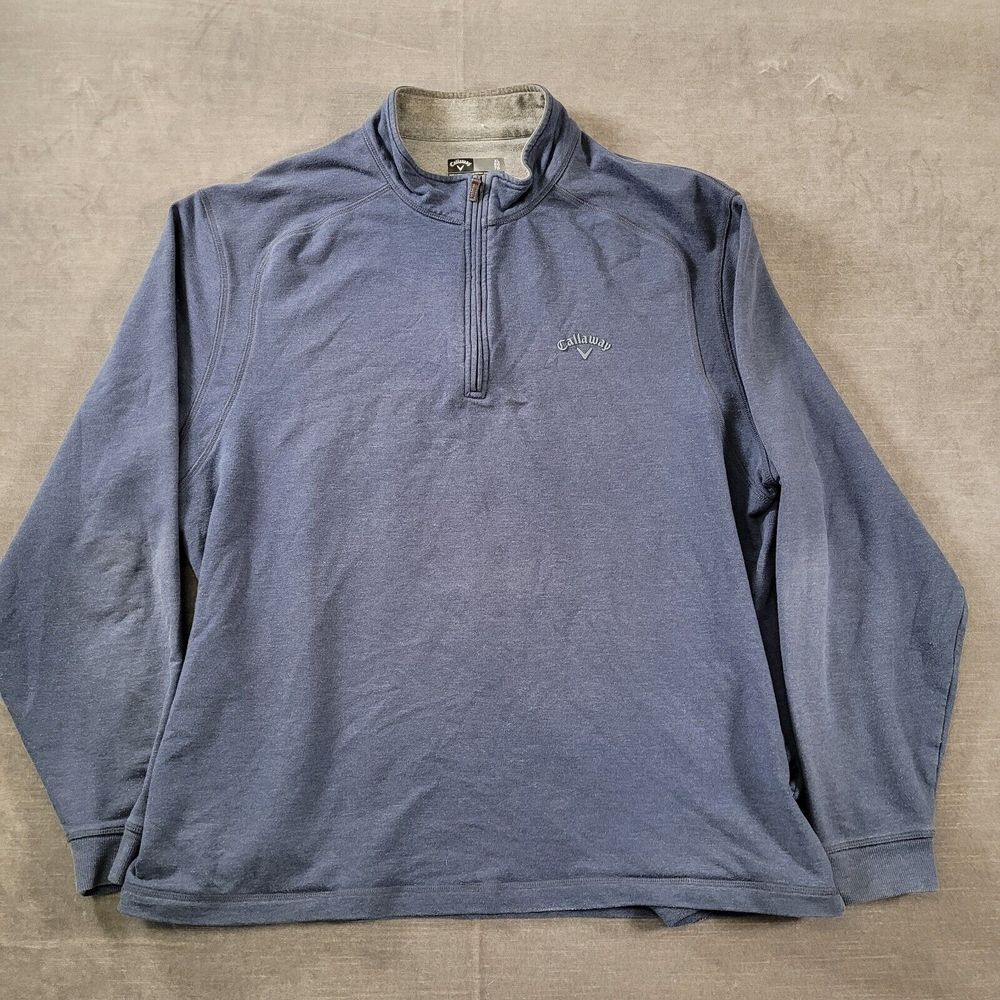 Callaway Golf Pullover Sweater Mens Size XL Blue 1/4 Zip Mock Neck Top